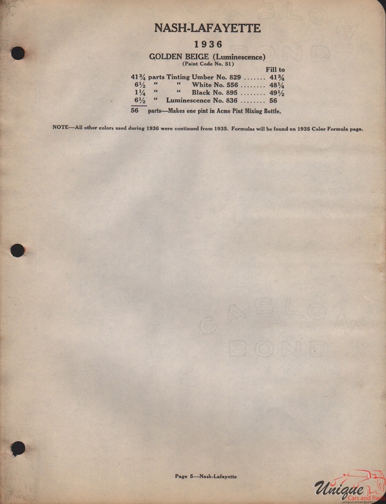1936 Nash Paint Charts Acme 2